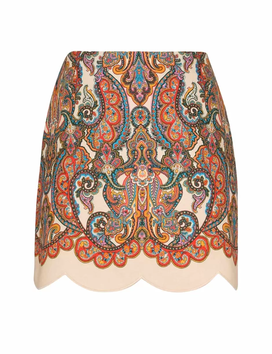 ZIMMERMANN Clothing | Skirts<Ottie Scallop Mini Skirt Multi Paisley