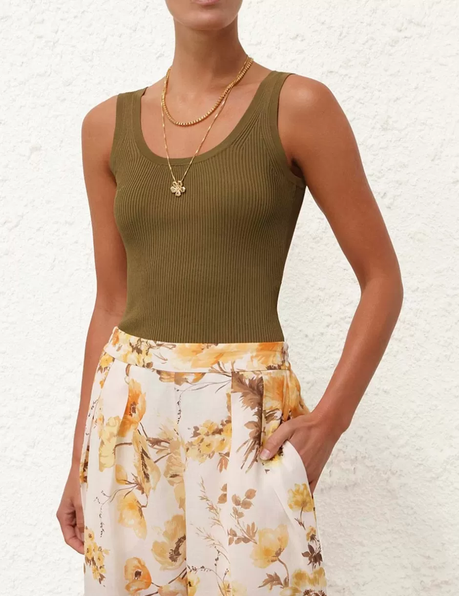 ZIMMERMANN Clothing | Tops<Ottie Scoop Neck Tank Olive