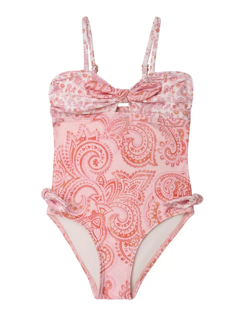 ZIMMERMANN Kids | Swimwear<Ottie Tie Front 1PC Pink Paisley