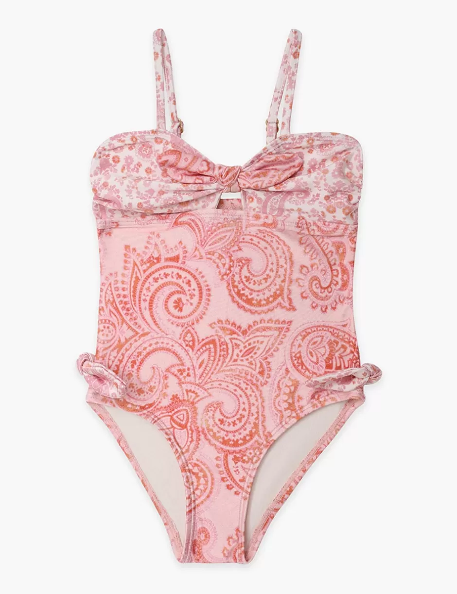 ZIMMERMANN Kids | Swimwear<Ottie Tie Front 1PC Pink Paisley