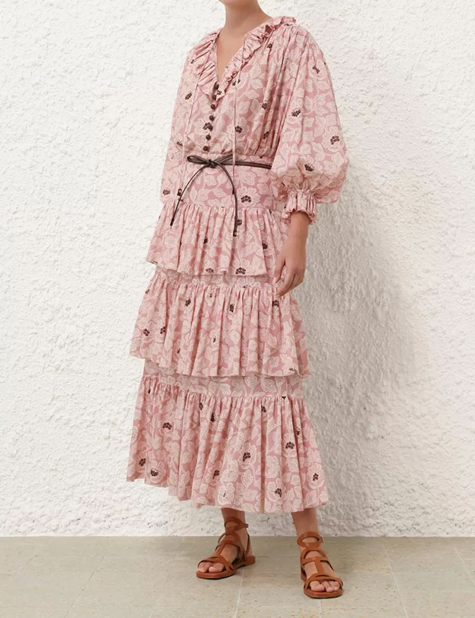 ZIMMERMANN Clothing | Skirts<Ottie Tiered Midi Skirt Dusty Rose Floral