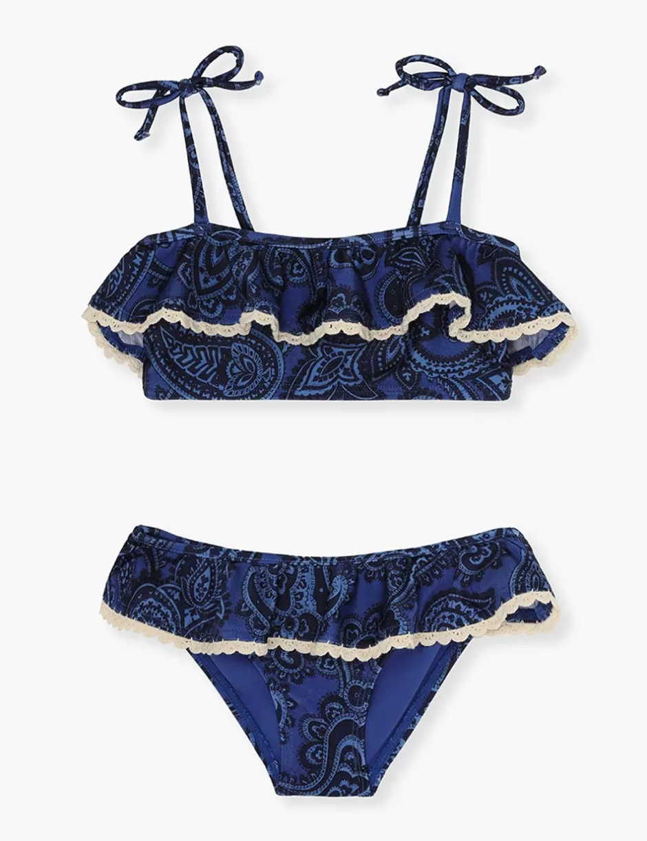 ZIMMERMANN Kids | Swimwear<Ottie Trim Frill Bikini Blue Paisley