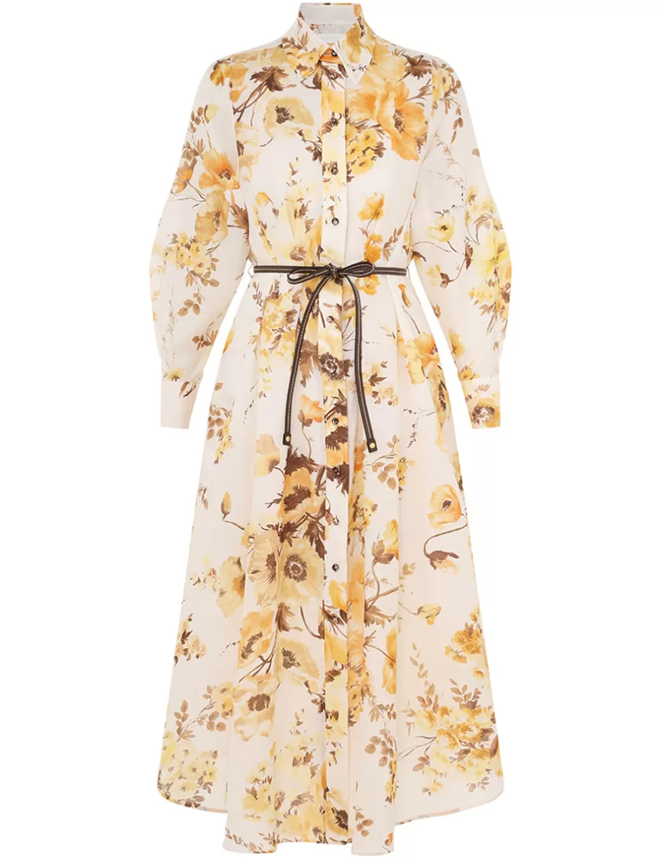 ZIMMERMANN Clothing | Dresses & Coverups<Ottie Tuck Shirt Dress Orange Floral