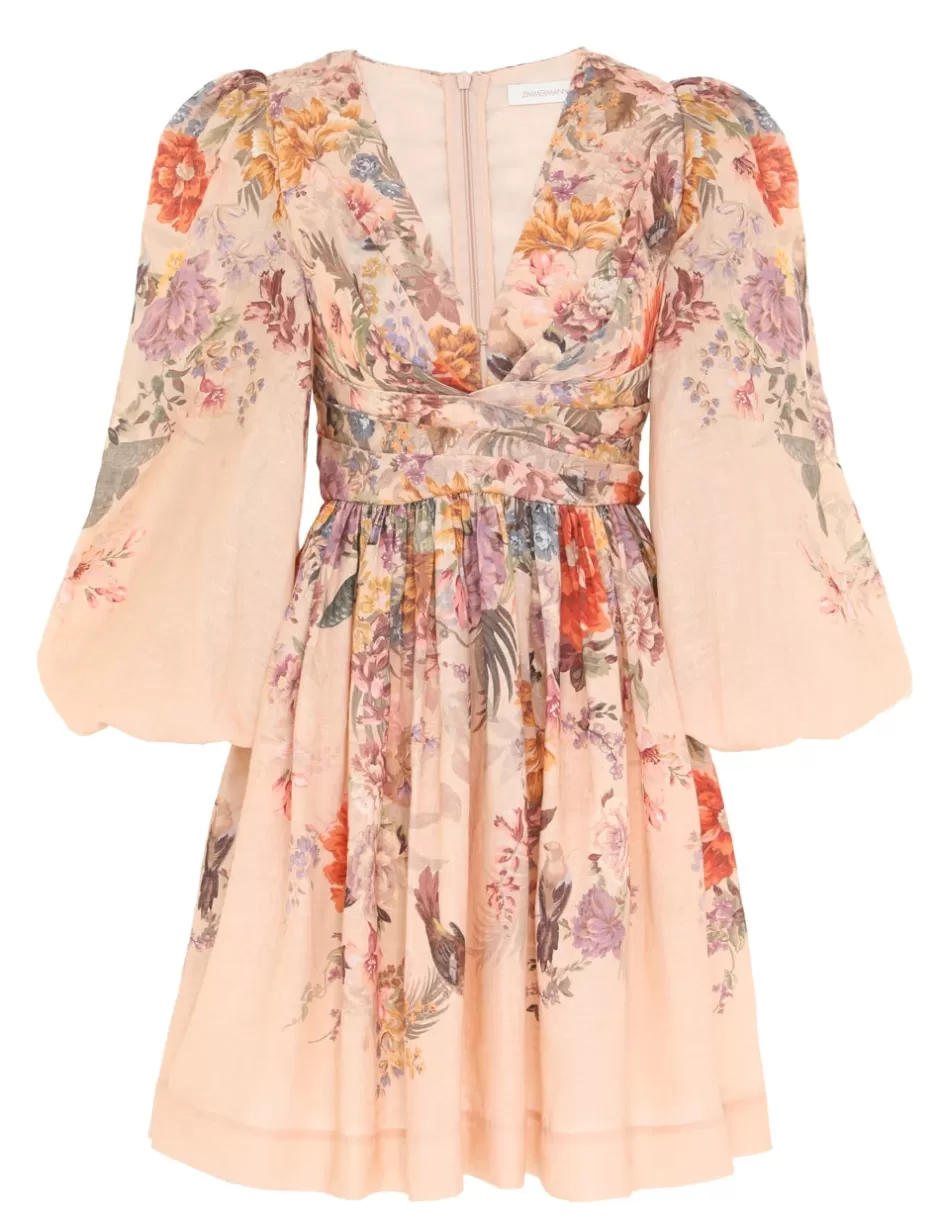 ZIMMERMANN Clothing | Dresses<Pavilion Draped Mini Dress Peach Multi Floral