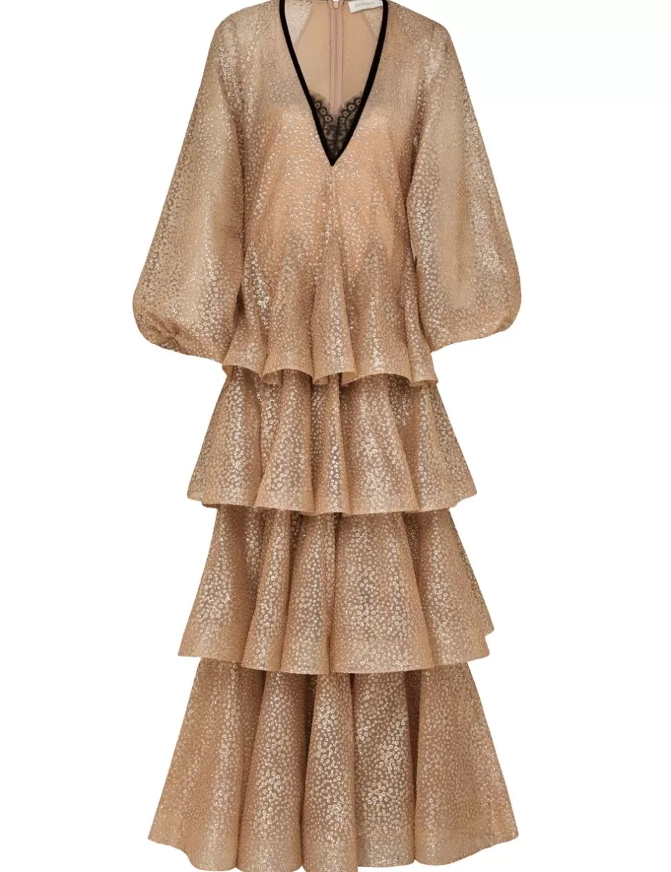 ZIMMERMANN Clothing | Dresses<Pavilion Glitter Gown Champagne