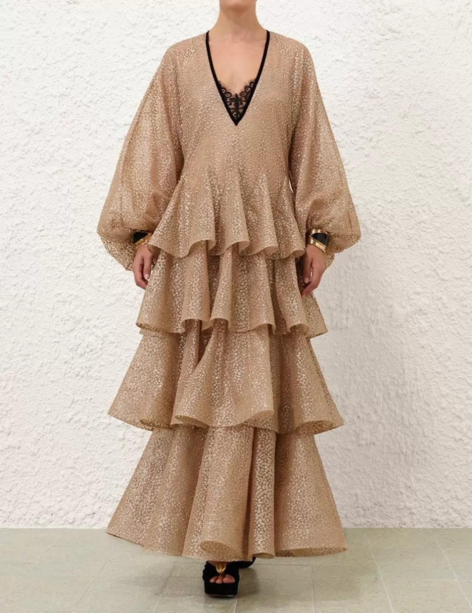 ZIMMERMANN Clothing | Dresses<Pavilion Glitter Gown Champagne