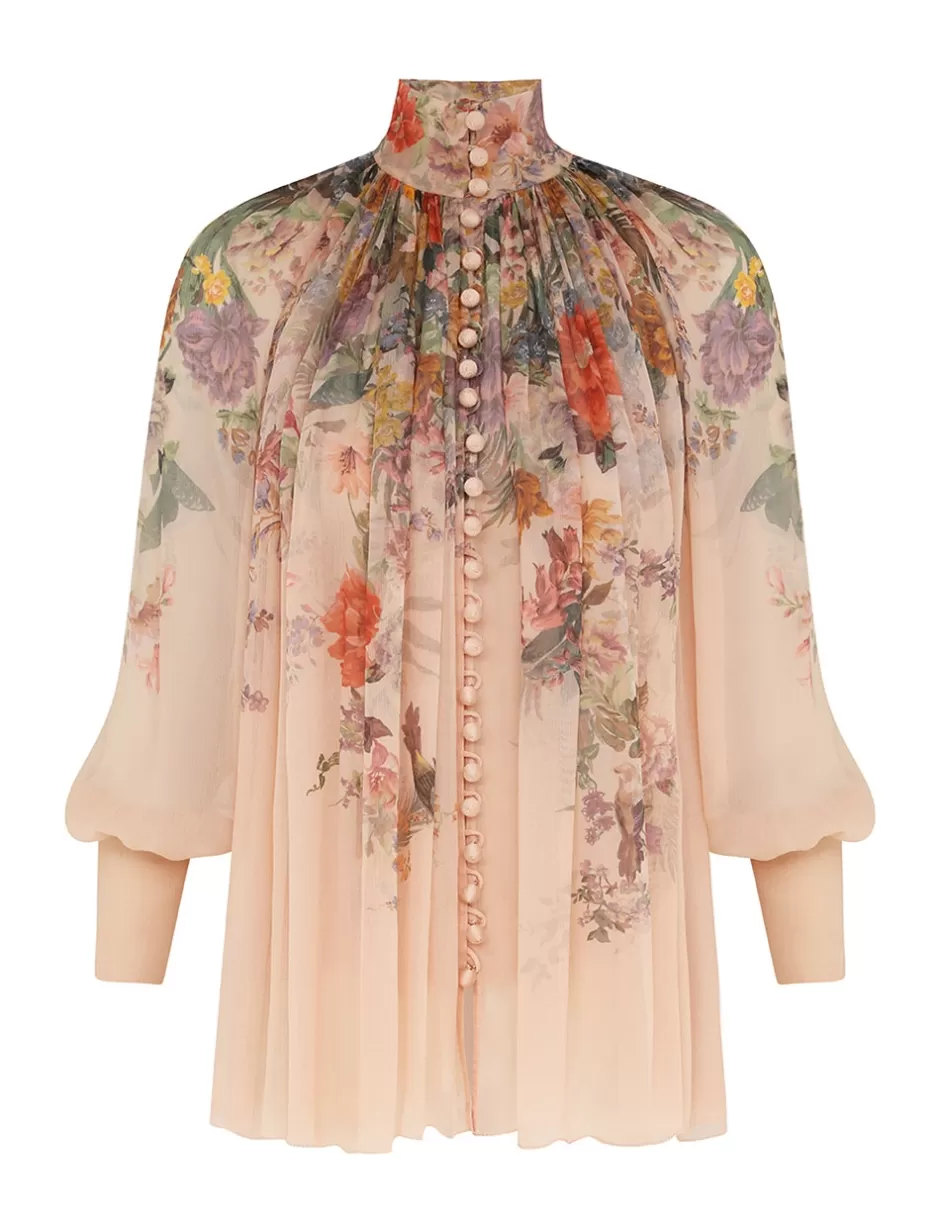 ZIMMERMANN Clothing | Tops<Pavilion Smock Blouse Peach Multi Floral