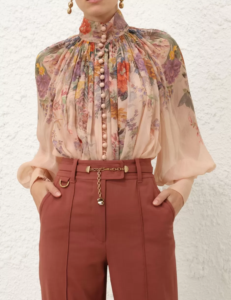 ZIMMERMANN Clothing | Tops<Pavilion Smock Blouse Peach Multi Floral