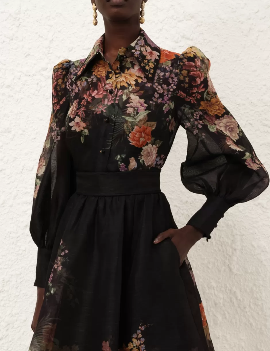 ZIMMERMANN Clothing | Tops<Pavilion Tie Neck Blouse Black Multi Floral