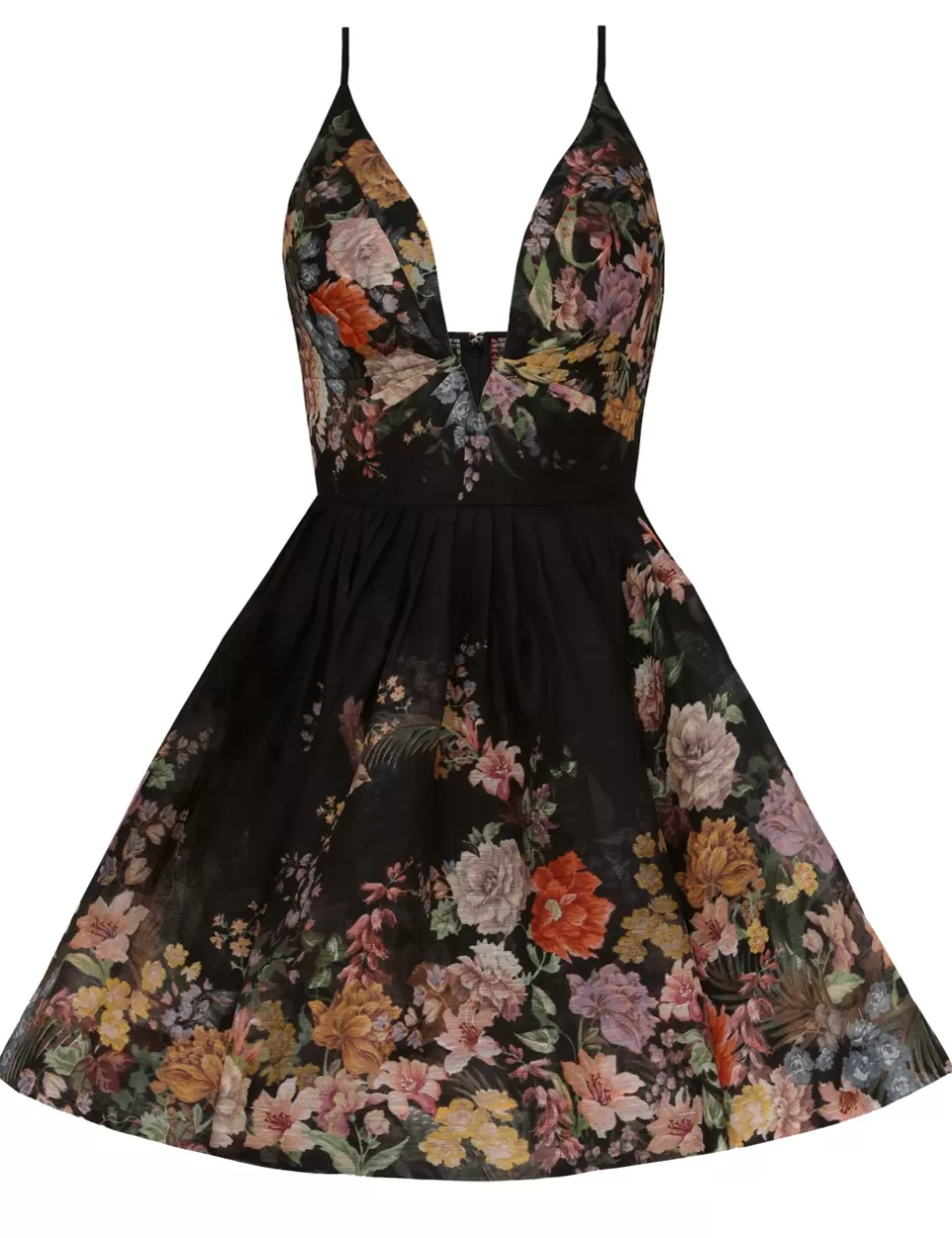 ZIMMERMANN Clothing | Dresses<Pavilion V Neck Mini Dress Black Multi Floral