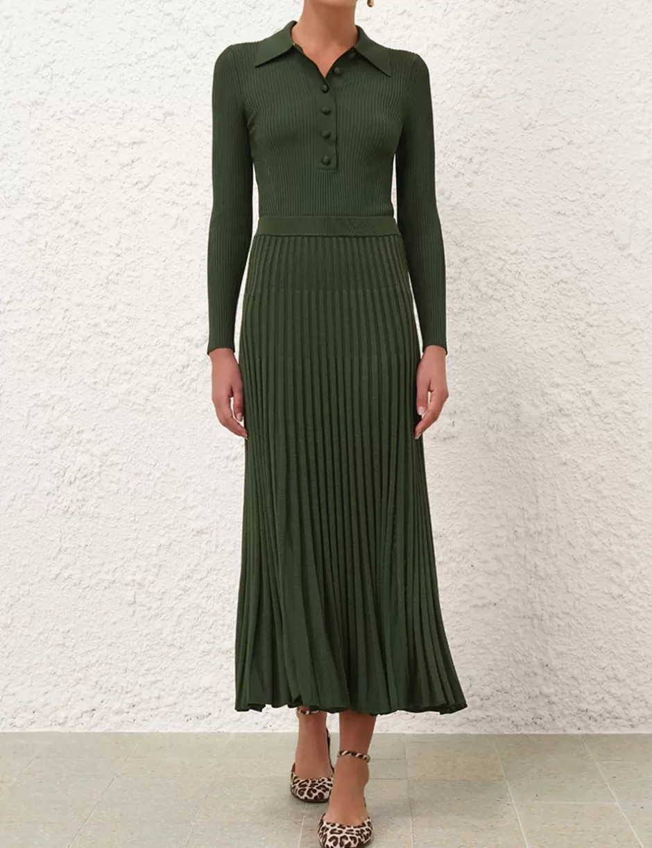 ZIMMERMANN Clothing | Skirts<Pleated Midi Skirt Forest