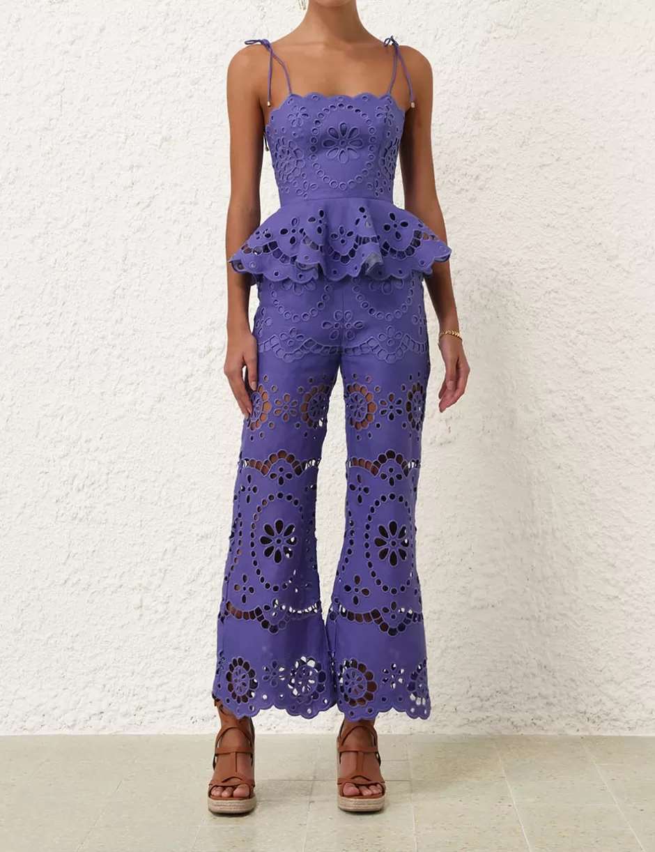 ZIMMERMANN Clothing | Shorts & Pants<Pop Embroidered Crop Pant Blue