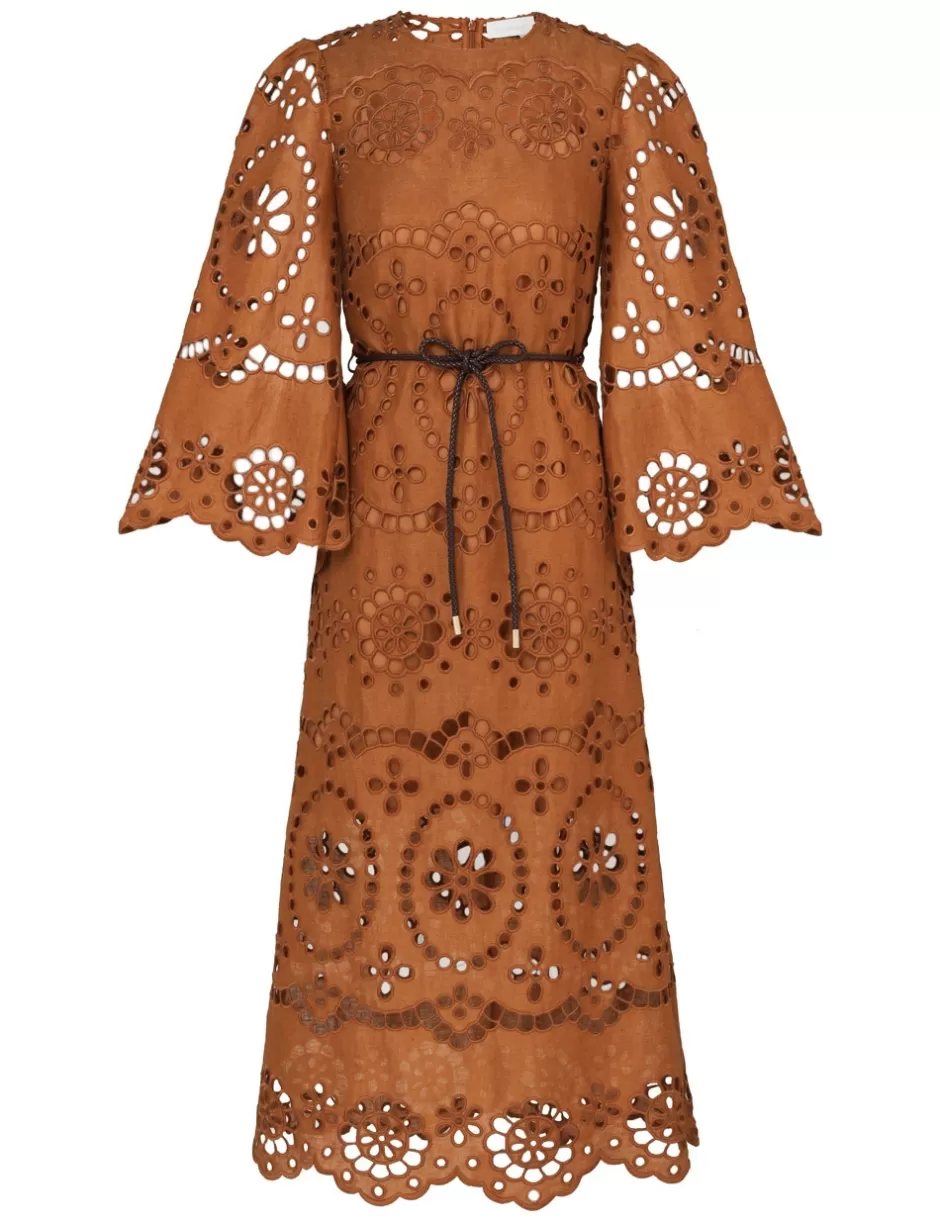 ZIMMERMANN Clothing | Dresses & Coverups<Pop Embroidered Midi Dress Tan