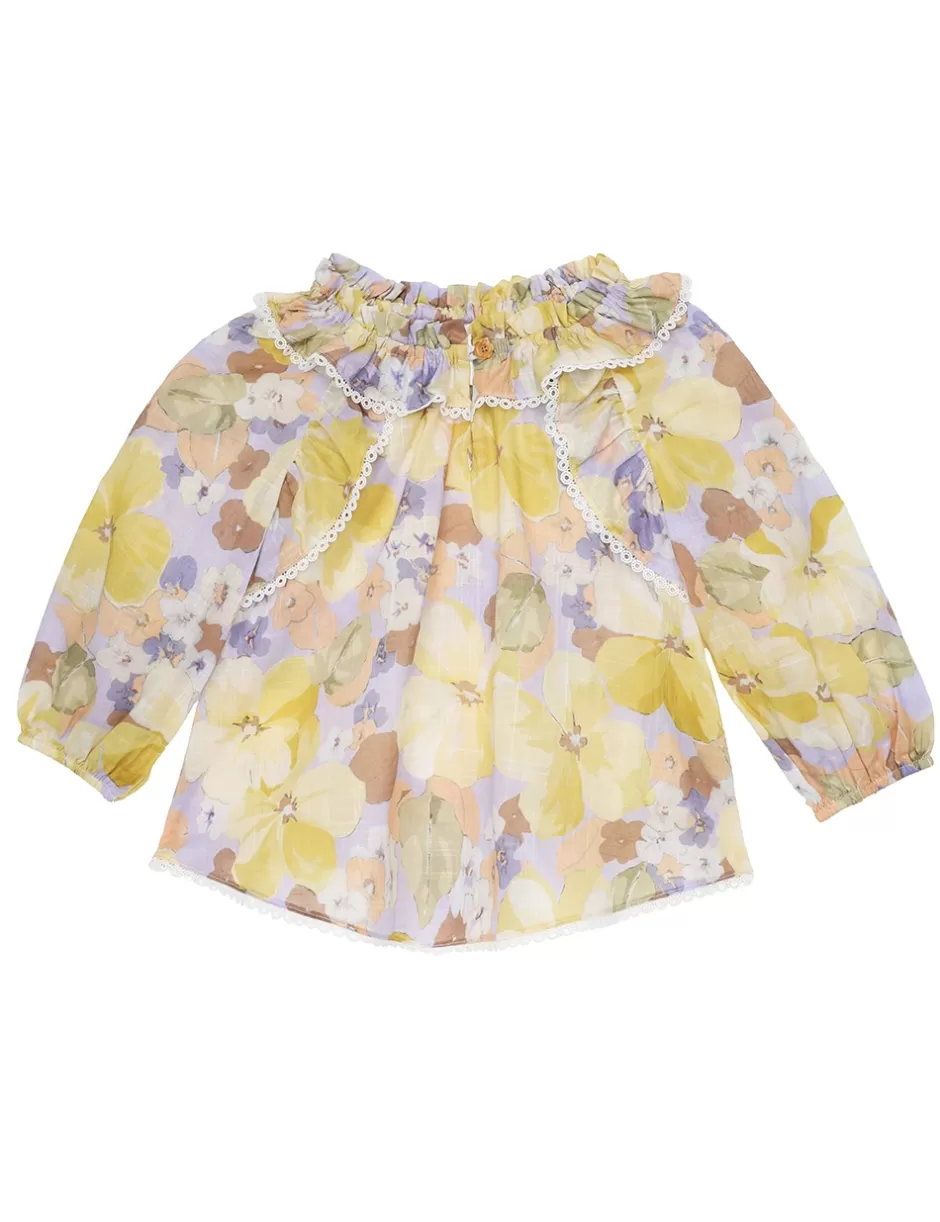 ZIMMERMANN Kids | Clothing<Pop Gather Neck Smock Purple Multi Floral