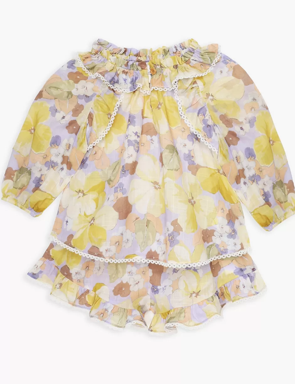 ZIMMERMANN Kids | Clothing<Pop Gather Neck Smock Purple Multi Floral