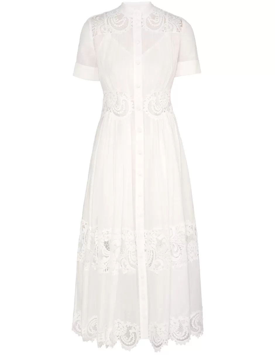 ZIMMERMANN Clothing | Dresses & Coverups<Pop Lace Trimmed Midi Dress Ivory