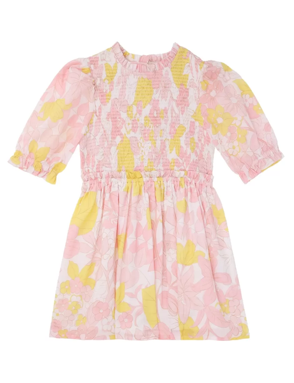 ZIMMERMANN Kids | Clothing<Pop Puff Sleeve Dress Pink Yellow Floral