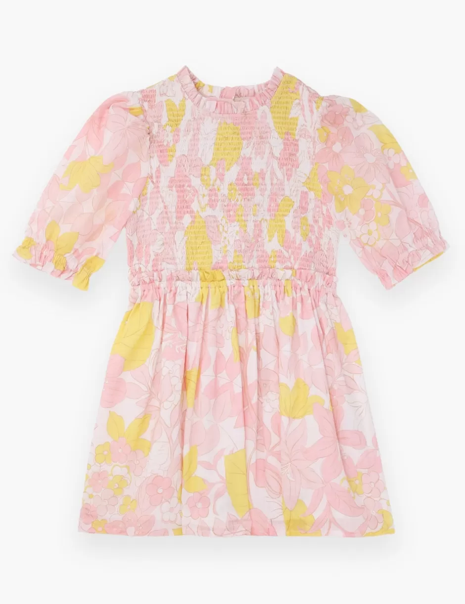 ZIMMERMANN Kids | Clothing<Pop Puff Sleeve Dress Pink Yellow Floral