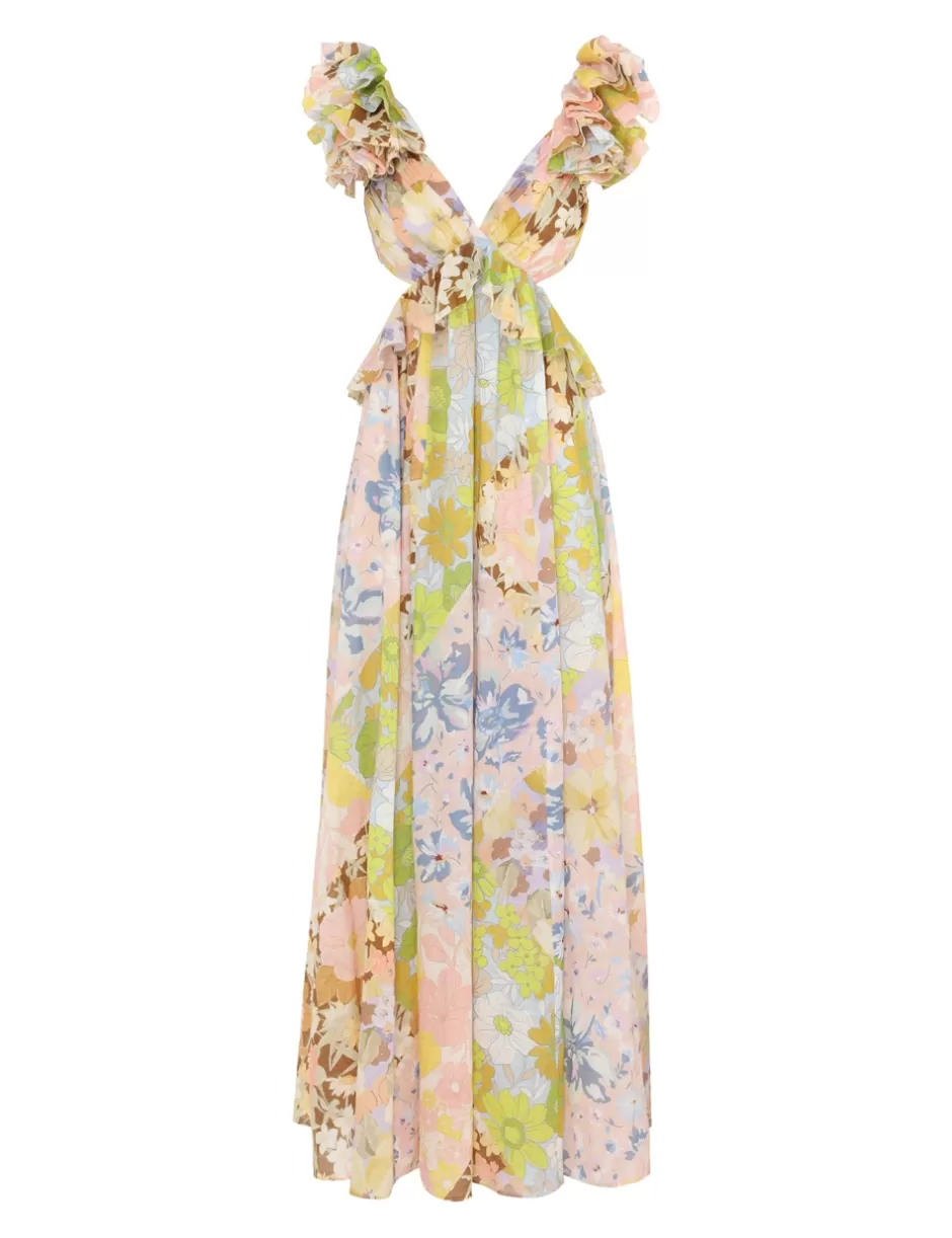 ZIMMERMANN Clothing | Dresses & Coverups<Pop Ruffle Sleeve Midi Dress Patch Floral