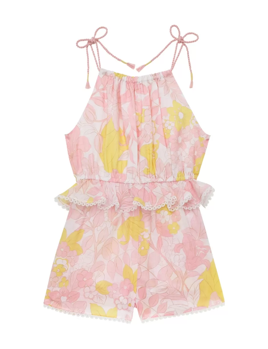 ZIMMERMANN Kids | Clothing<Pop Tie Playsuit Pink Yellow Floral