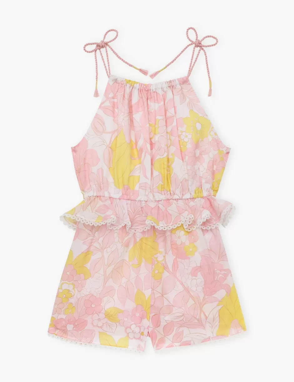 ZIMMERMANN Kids | Clothing<Pop Tie Playsuit Pink Yellow Floral