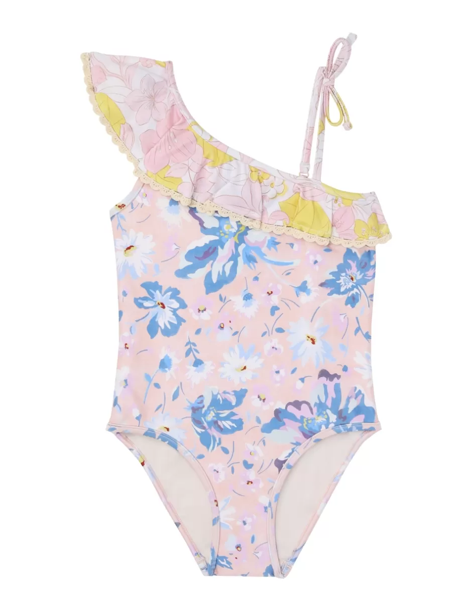 ZIMMERMANN Kids | Swimwear<Pop Trim Frill 1PC Pink Blue Floral