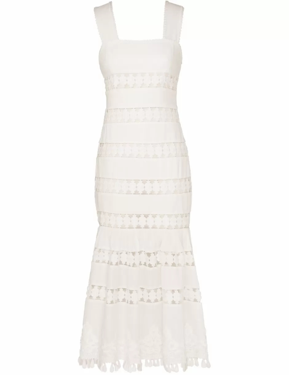 ZIMMERMANN Clothing | Dresses & Coverups<Pop Trimmed Midi Dress Ivory