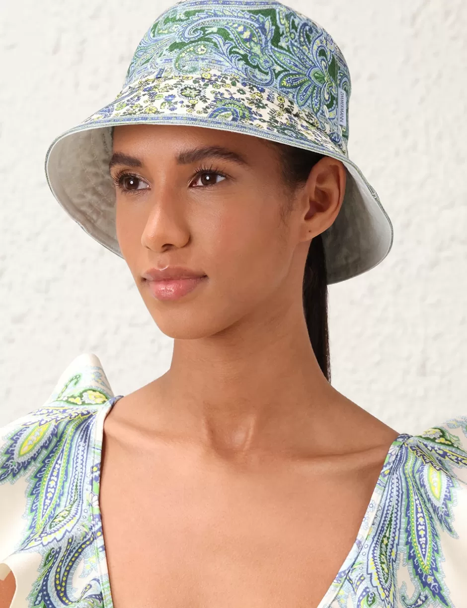 ZIMMERMANN Accessories | Hats<Printed Canvas Bucket Hat Green Paisley