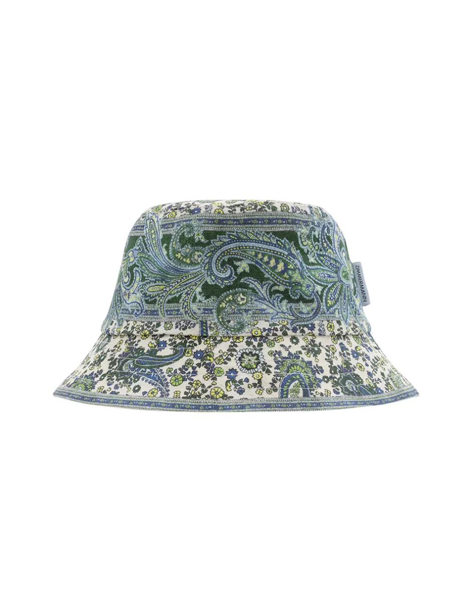 ZIMMERMANN Accessories | Hats<Printed Canvas Bucket Hat Green Paisley