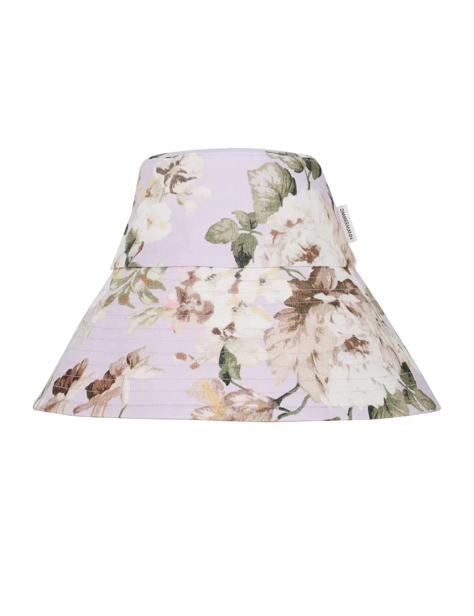 ZIMMERMANN Accessories | Hats<Printed Long Brim Bucket Hat Lilac Floral