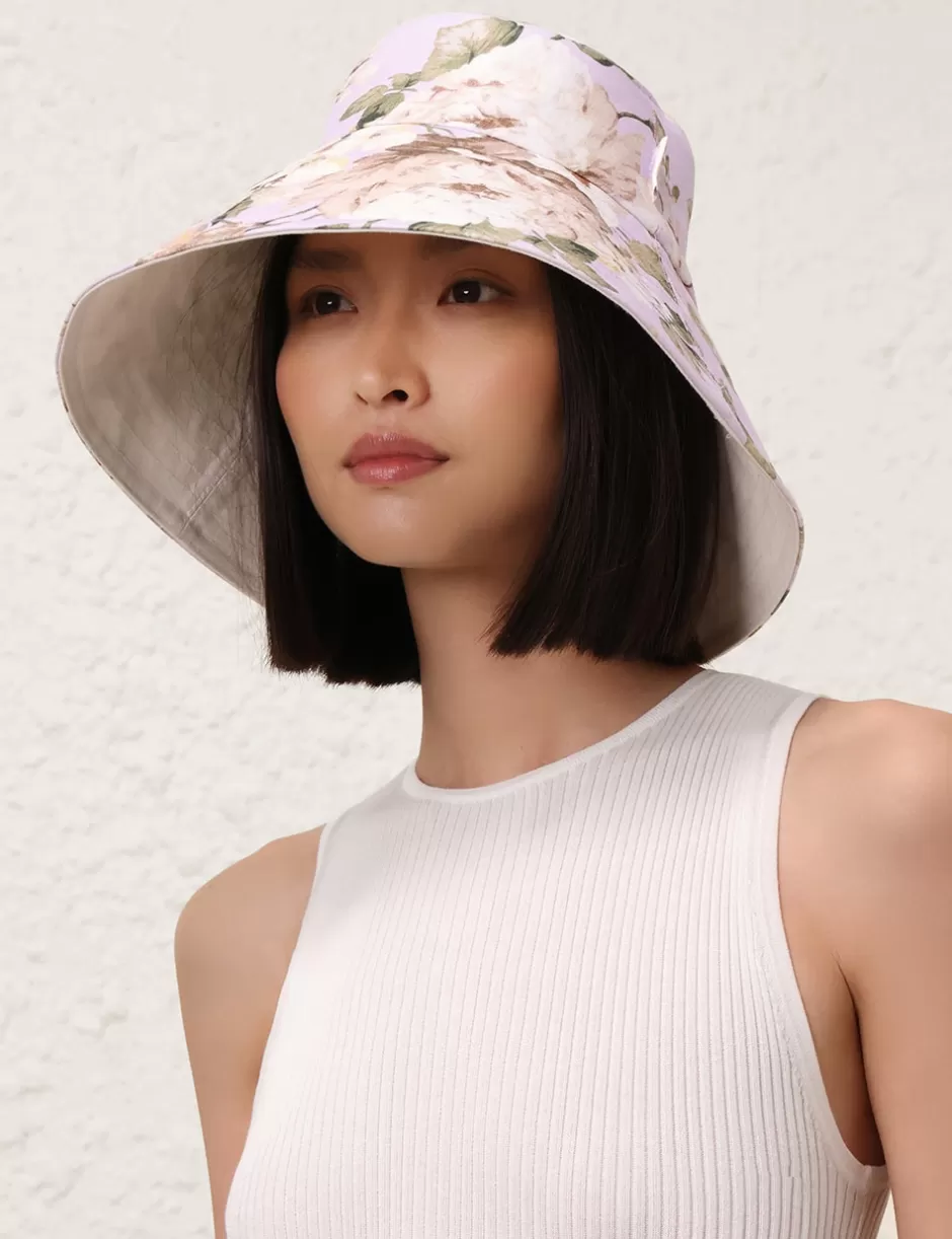 ZIMMERMANN Accessories | Hats<Printed Long Brim Bucket Hat Lilac Floral