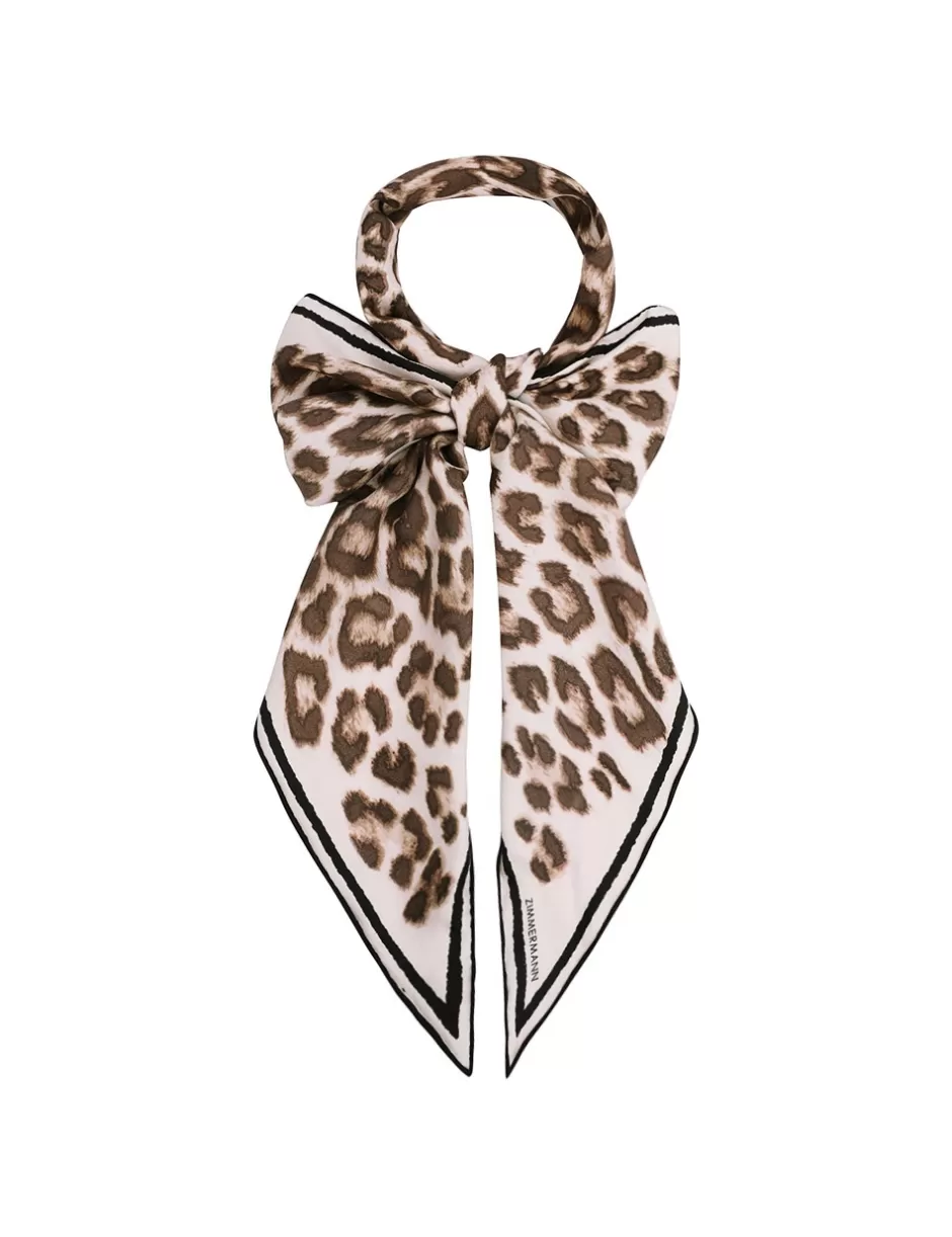 ZIMMERMANN Accessories | Scarves<Printed Silk Neck Scarf Chocolate Leopard