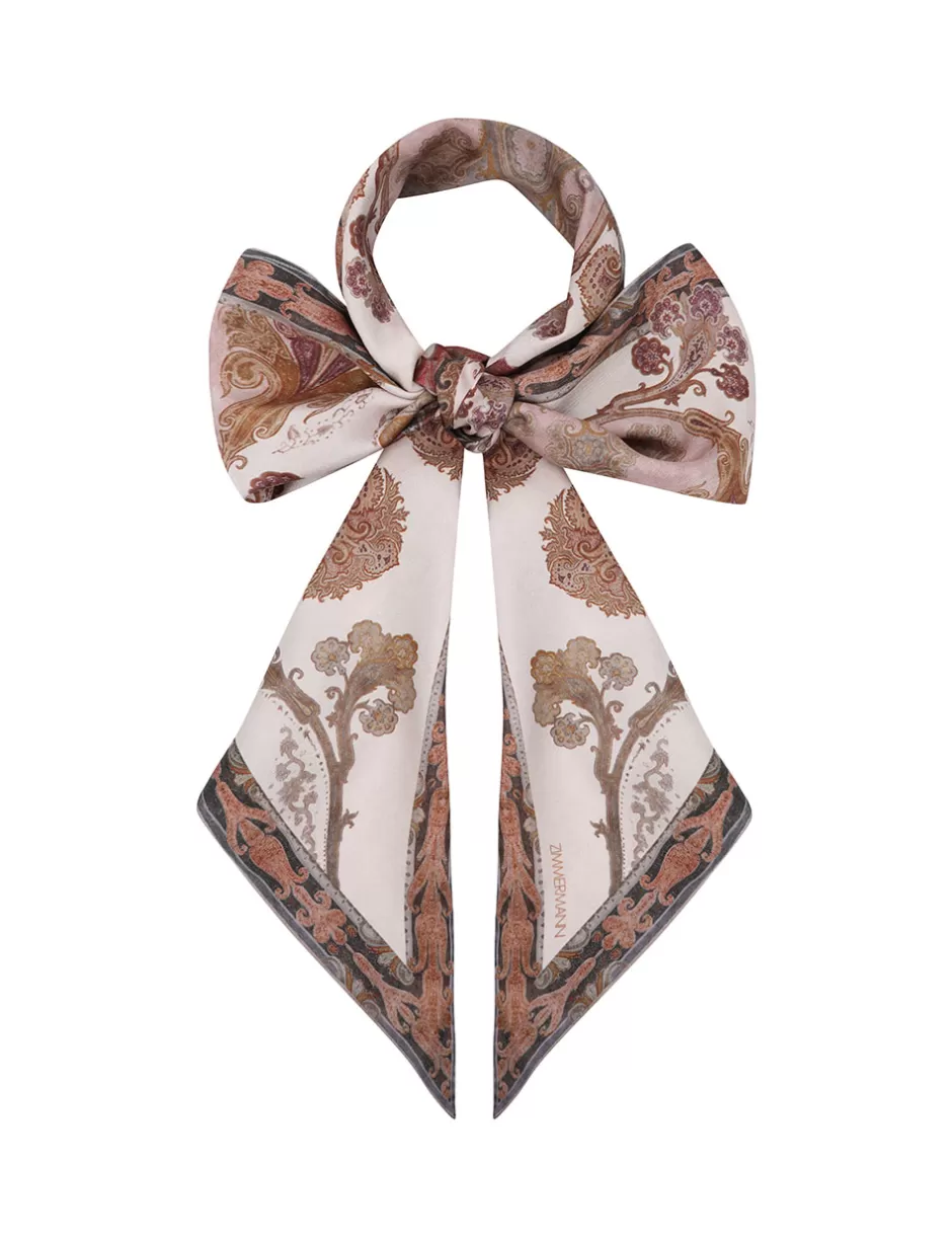 ZIMMERMANN Accessories | Scarves<Printed Silk Neck Scarf Tear Drop Rug Cream