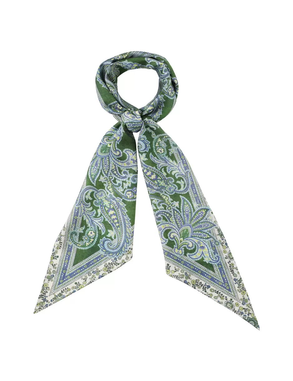 ZIMMERMANN Accessories | Scarves<Printed Silk Neck Scarf Green Paisley