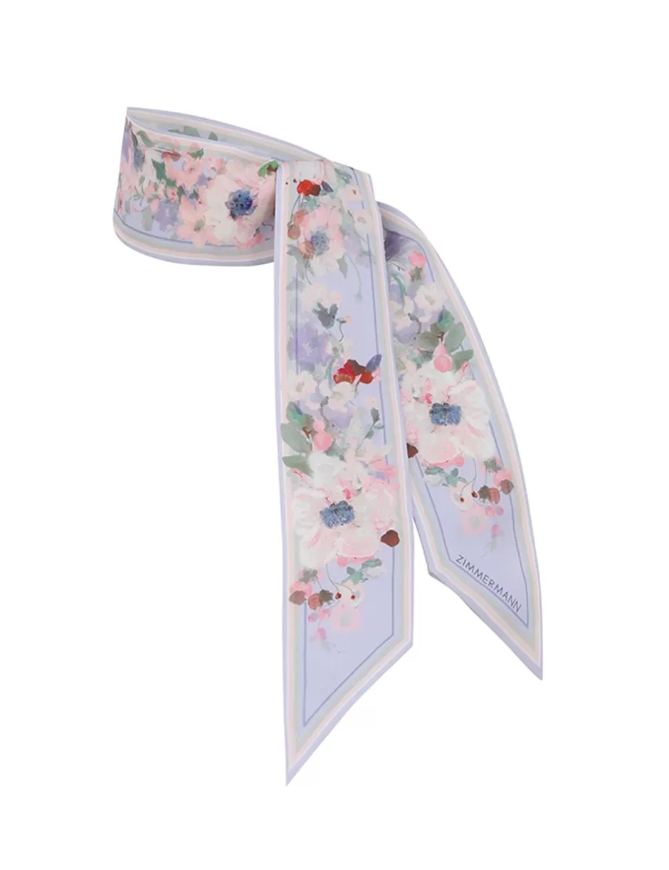 ZIMMERMANN Accessories | Accessories<Printed Silk Ribbon Scarf Blue Floral