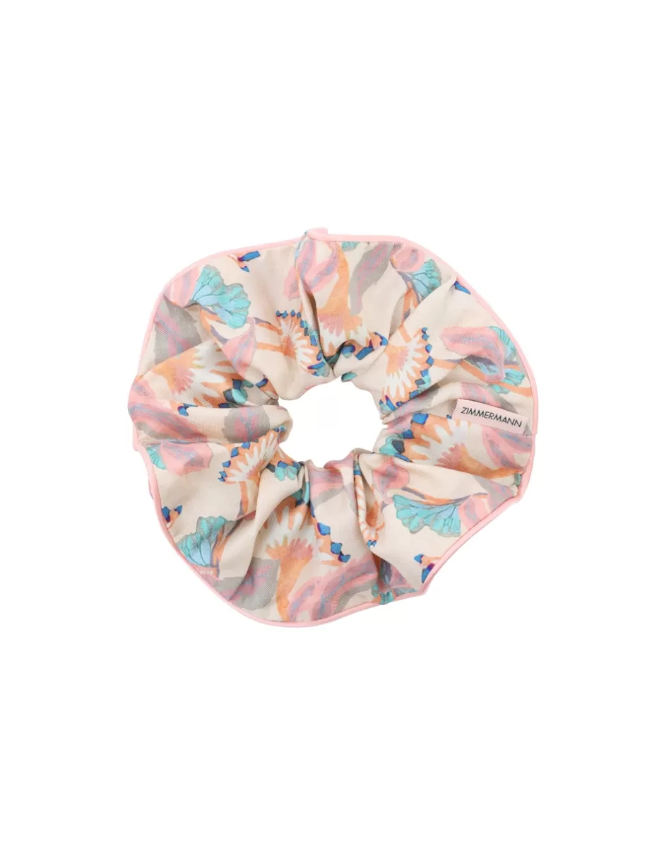 ZIMMERMANN Accessories | Hair Accessories<Printed Silk Scrunchie Cactus Blooms Milk