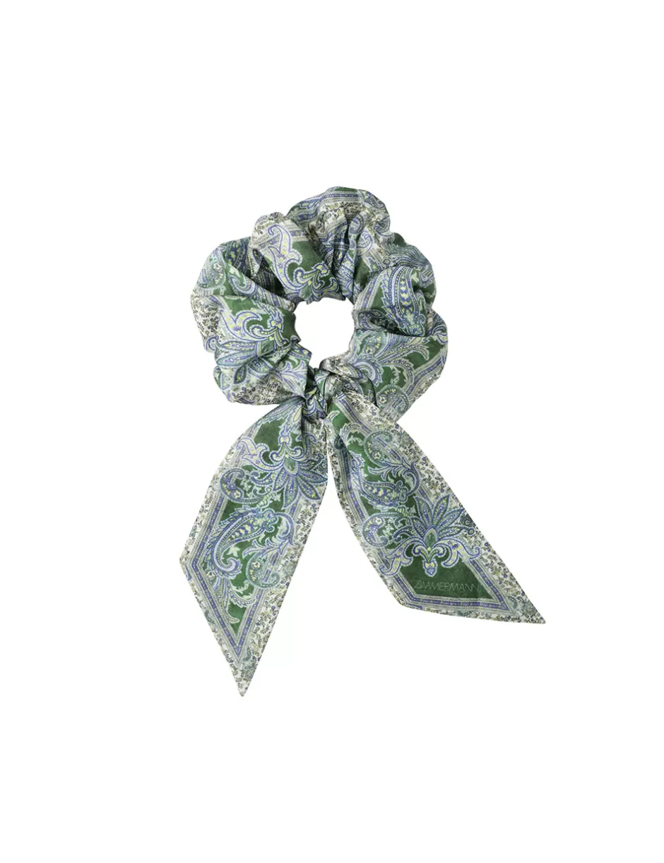 ZIMMERMANN Accessories | Hair Accessories<Printed Silk Scrunchie Green Paisley