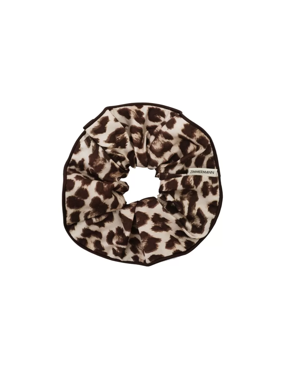 ZIMMERMANN Accessories | Hair Accessories<Printed Silk Scrunchie Chocolate Leopard