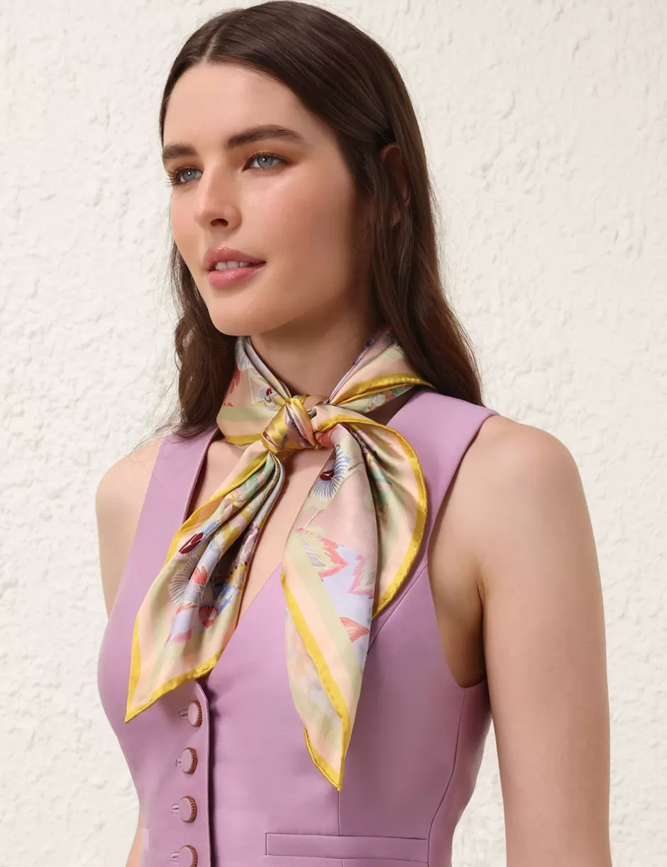 ZIMMERMANN Accessories | Scarves<Printed Silk Square 70 Multi Floral Diamond