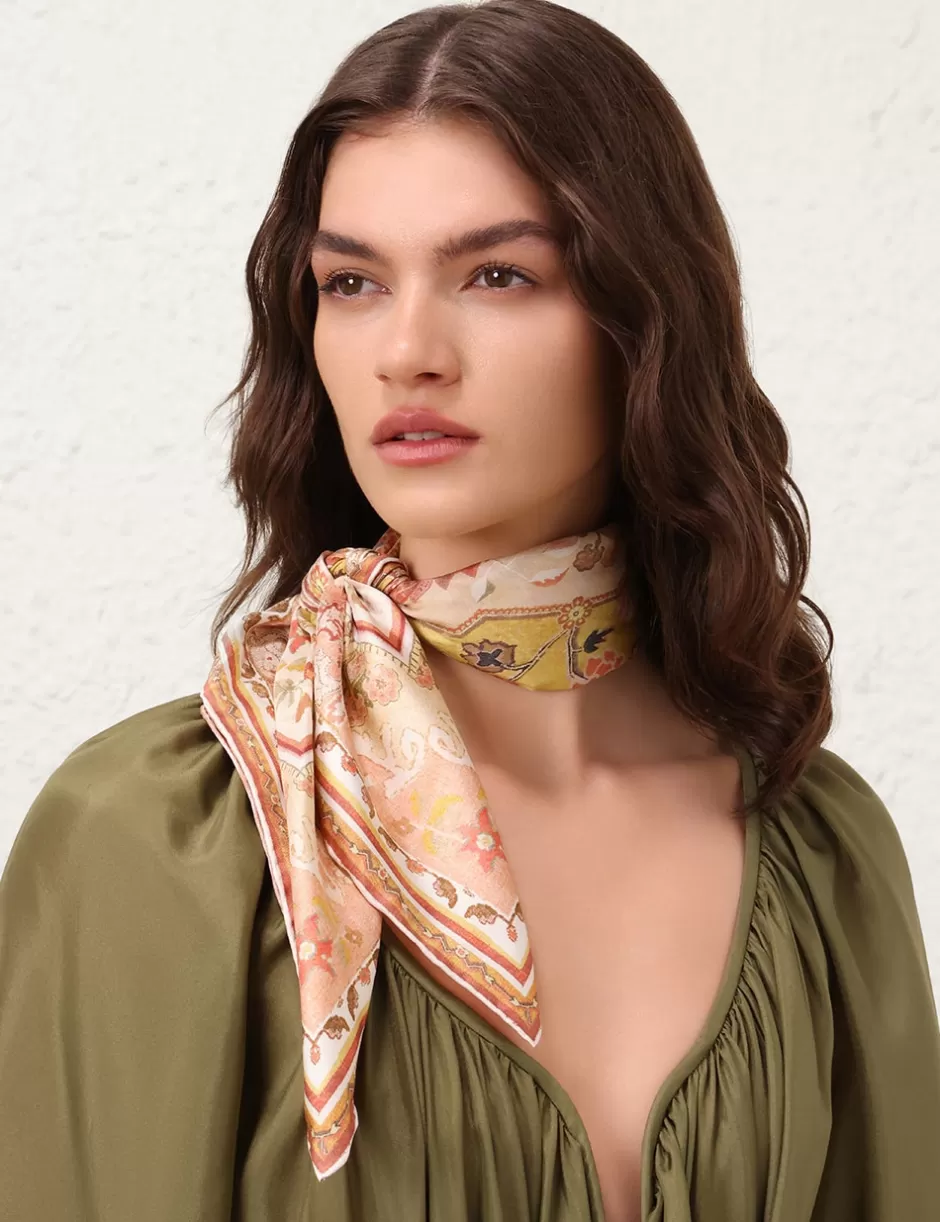 ZIMMERMANN Accessories | Accessories<Printed Silk Square 70 Mustard Multi