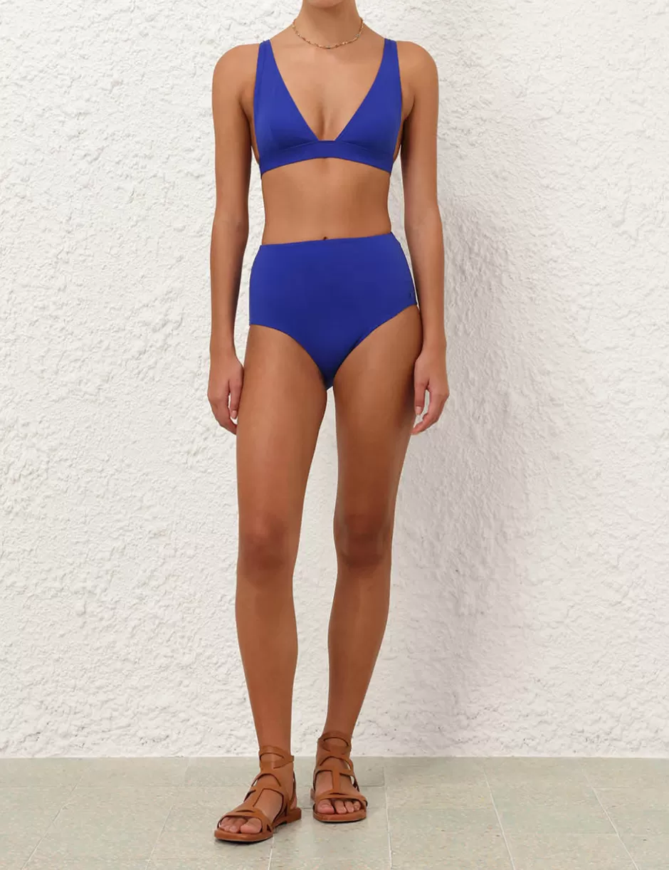 ZIMMERMANN Top Coordinato | Camicette Eleganti con Scollo Triangolo e Ampie Bretelle in Blu Cobalto