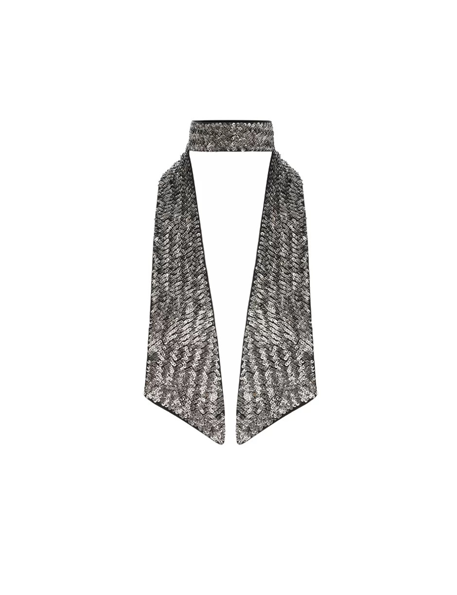 ZIMMERMANN Accessories | Scarves<Sequin Neck Scarf Black Antique Silver