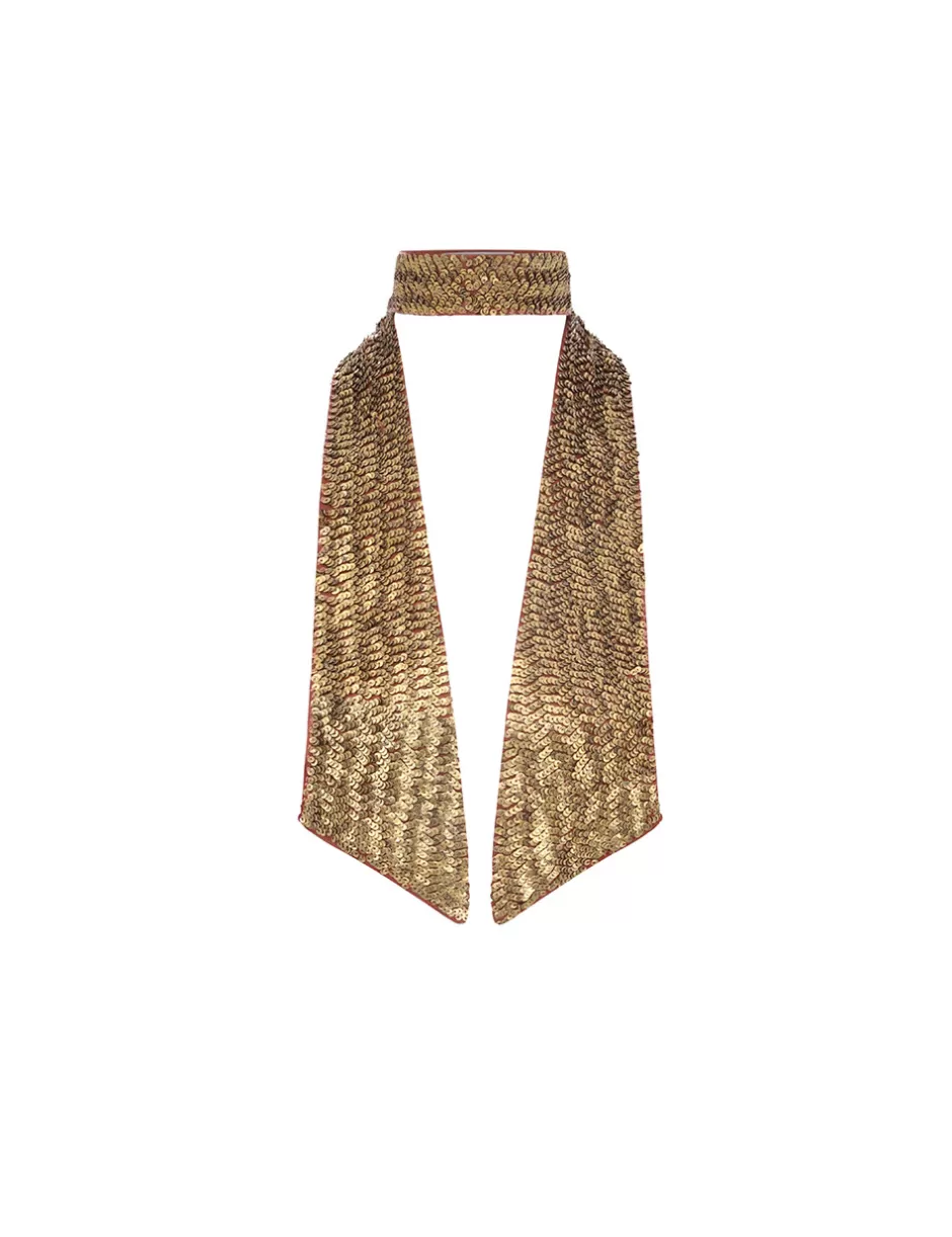 ZIMMERMANN Accessories | Scarves<Sequin Neck Scarf Rust Antique Gold