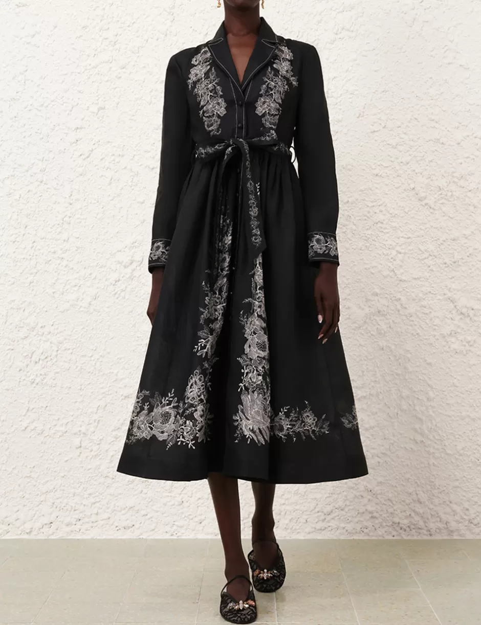 ZIMMERMANN Clothing | Dresses<Shirt Midi Dress Black Floral