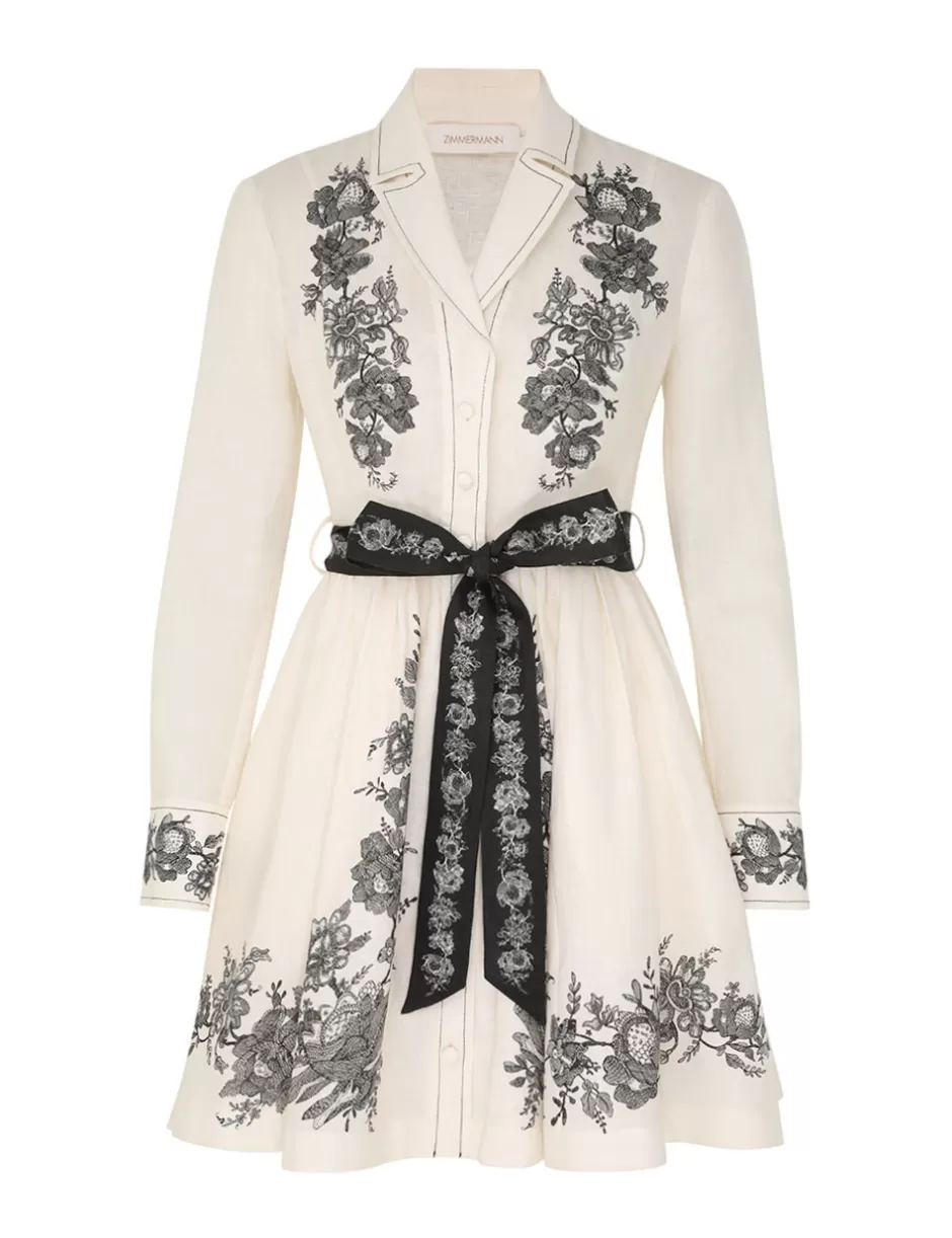 ZIMMERMANN Clothing | Dresses<Shirt Mini Dress Cream Floral