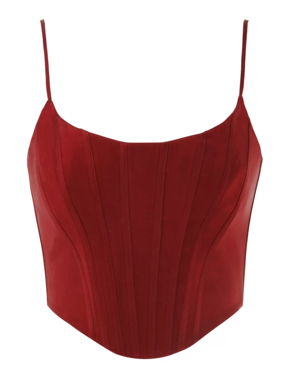 ZIMMERMANN Clothing | Tops<Silk Corset Top Burgundy