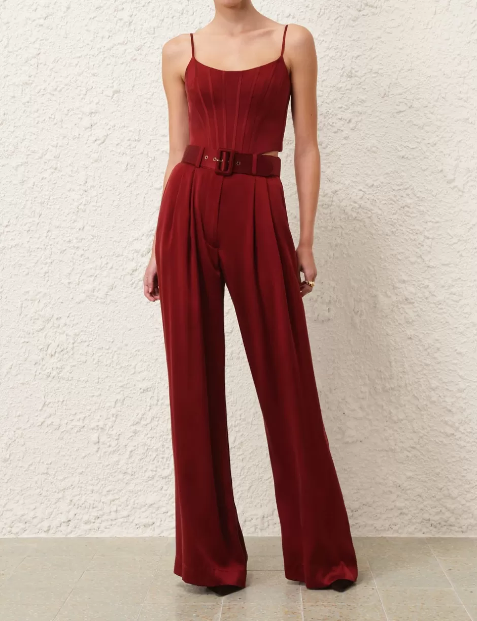 ZIMMERMANN Clothing | Tops<Silk Corset Top Burgundy