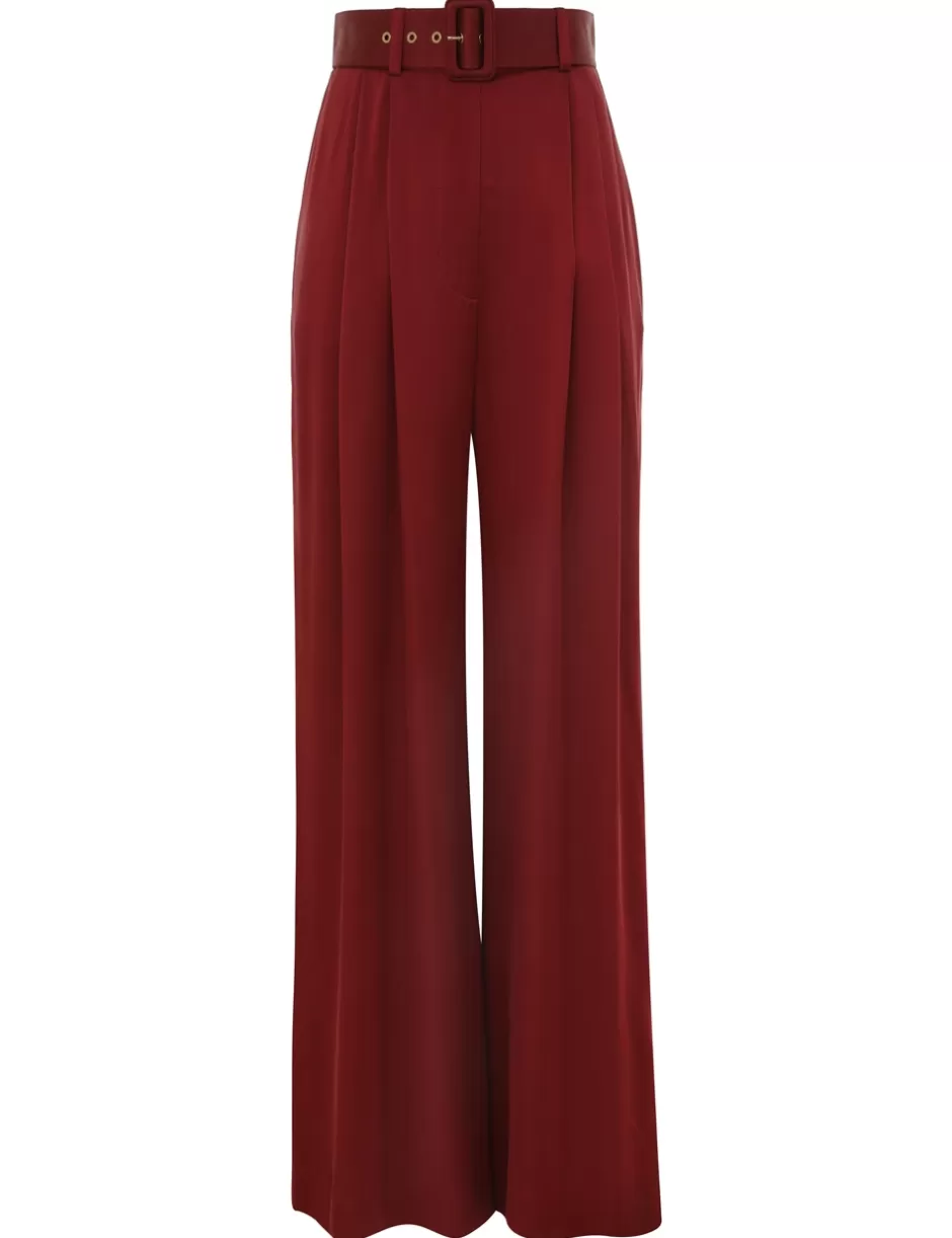 ZIMMERMANN Clothing | Shorts & Pants<Silk Tuck Pant Burgundy