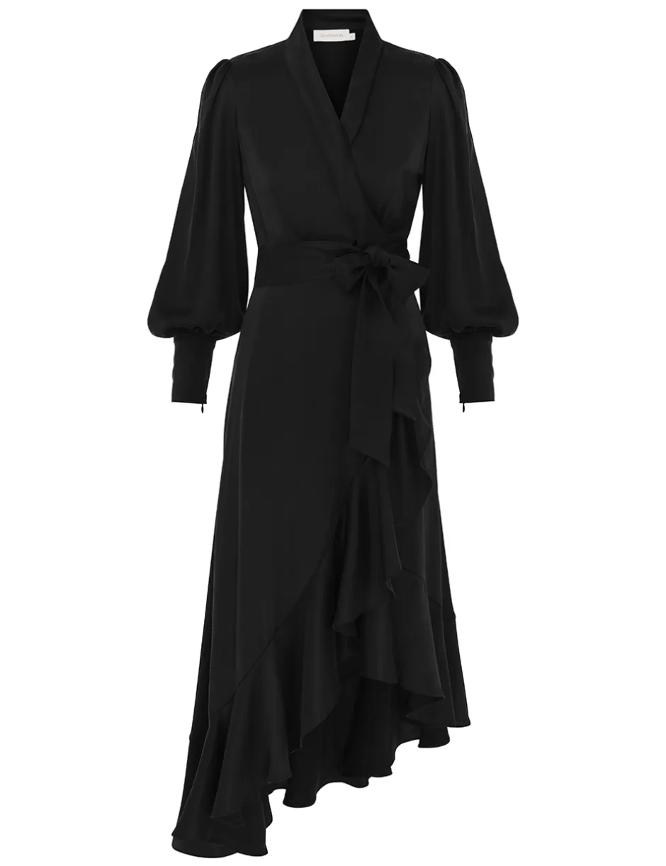 ZIMMERMANN Clothing | Dresses<Silk Wrap Midi Dress Black