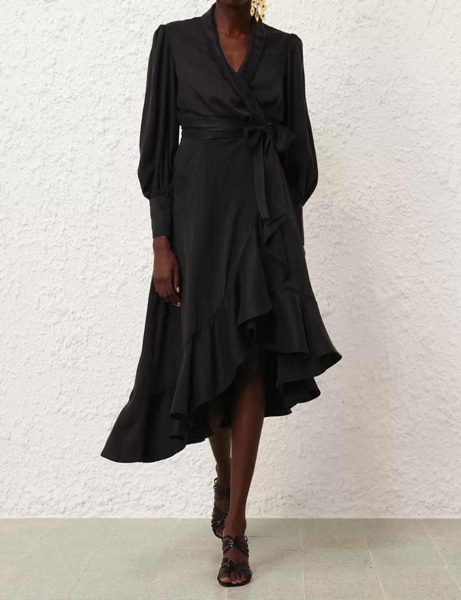 ZIMMERMANN Clothing | Dresses<Silk Wrap Midi Dress Black